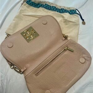 Tory Burch Light Pink Crossbody Bag with Gold Accents